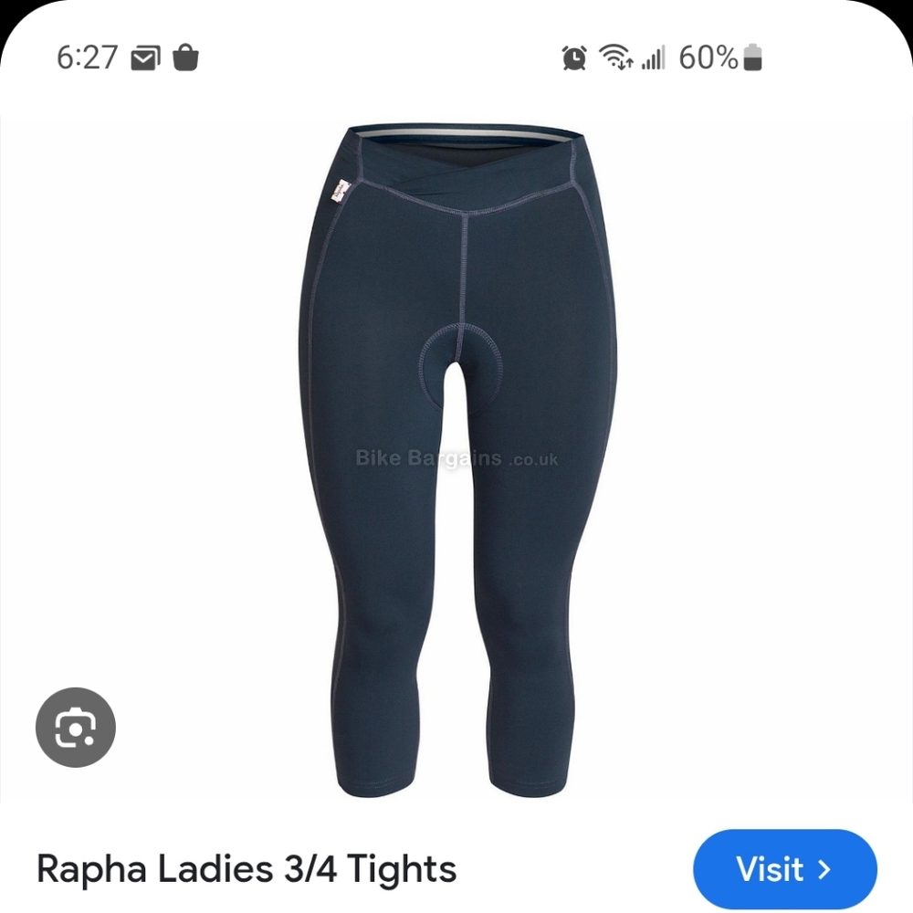 Rapha Women's Grey 3/4 Cycling Tights With Chamois Size XS